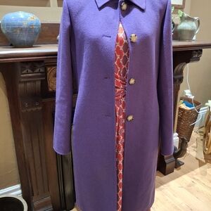 Michael Kors Wool Blend Purple Women’s Single-Breasted Coat Size 10